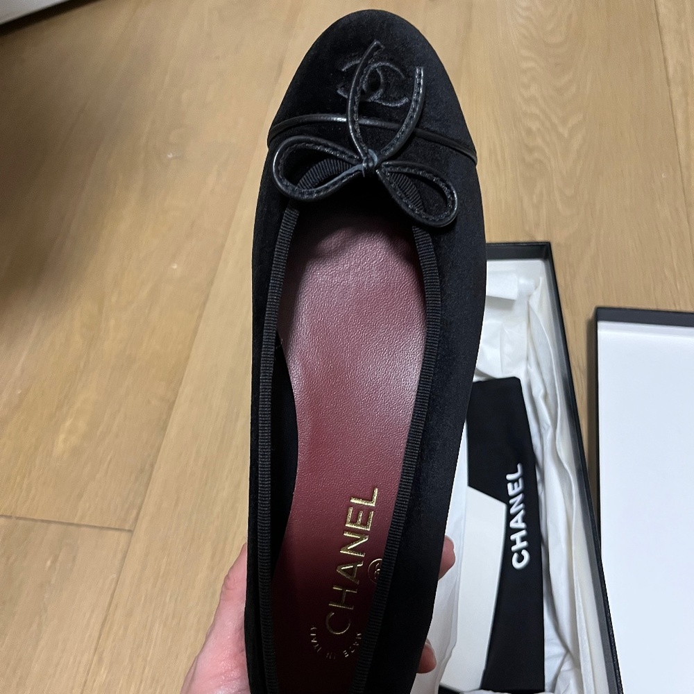 Chanel Ballet Flat Black Velvet 39.5 - Picture 2 of 7